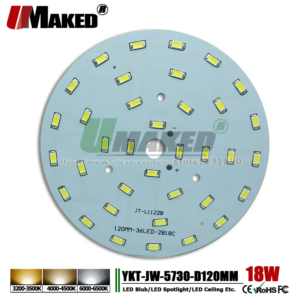 UMAKED 18 Вт 120 мм SMD5730 свет печатной лампы Spotlight светильник светодиодный источник установить светодиодный чипы Алюминий лампы пластины теплые