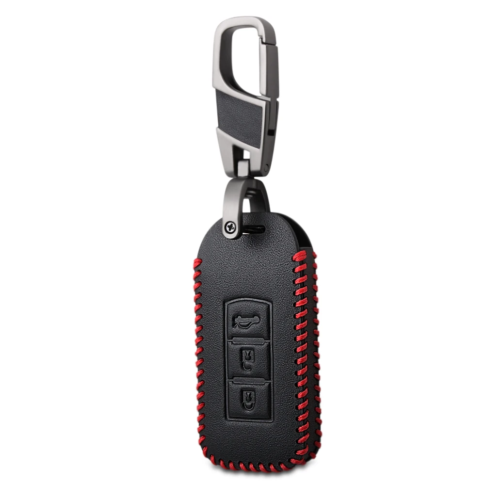 Чехол для ключей из натуральной кожи, 3 кнопки, брелок для Mitsubishi Outlander Sport Pajero Shogun Montero Lancer RVR