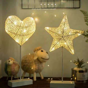 

Hot New LED Table Night Light Marquee Star Heart Christmas Home Party Decoration Braided lamps Desk Lamp