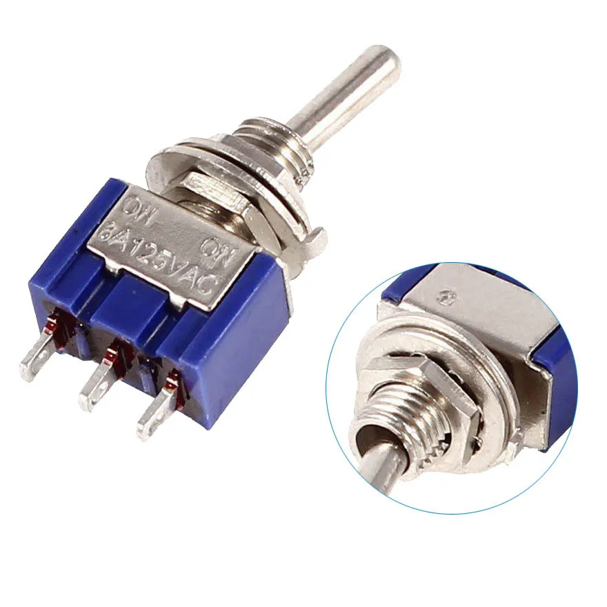 

NEW Blue SPDT Red 3 Pin ON-ON Mini Toggle Switch AC 6A/125V Drop Ship