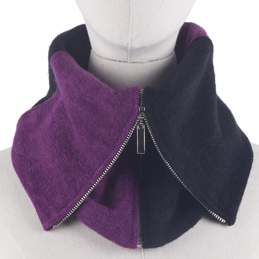 

Easy Dressing Winter Neck Warmer with Zipper for Outdoor Ski Motor Skiboarding Color Patchwork Man Woman Ring Scarf