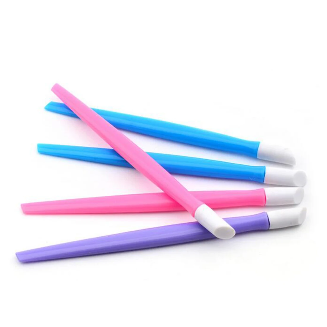 

Hot 1pc Radom Color Dual-head Nail Art Sticker Pushing Stick Cuticle Pusher Stick Plastic Handel Rubber Head Manicure Tool