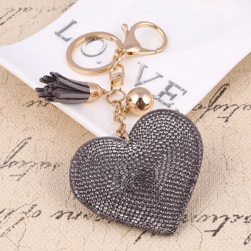 Дизайн богемное сердце брелок для ключей с кожаными кисточками золотой ключ держатель металлический хрустальный ключ цепь очаровательный брелок сумка Авто подвески