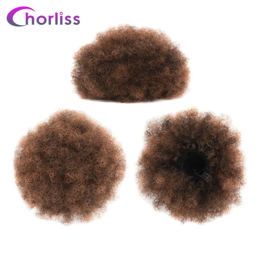 Chorliss 8 "синтетический шиньон волос афро булочка Африканский короткий кудрявый