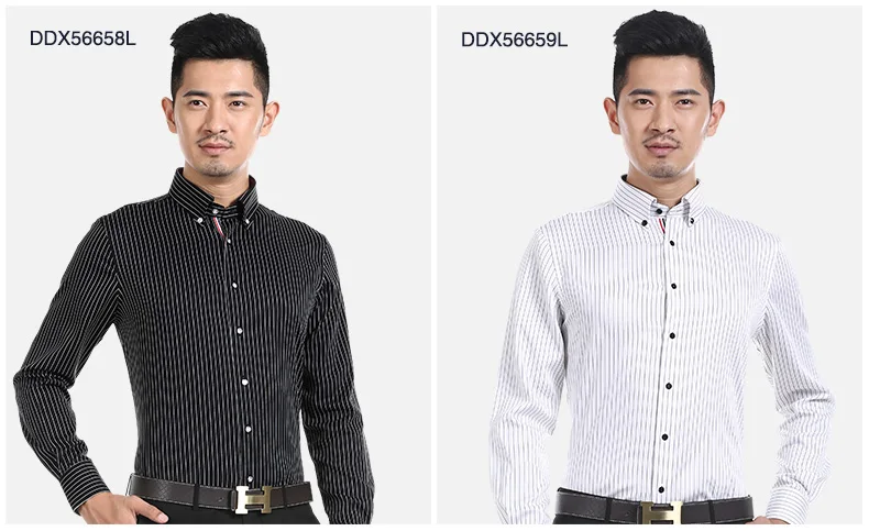 Deepocean брендовая рубашка Для мужчин формальные рубашки в полоску и горошек патч мода длинные Для мужчин рубашка Для мужчин Новинка; футболки
