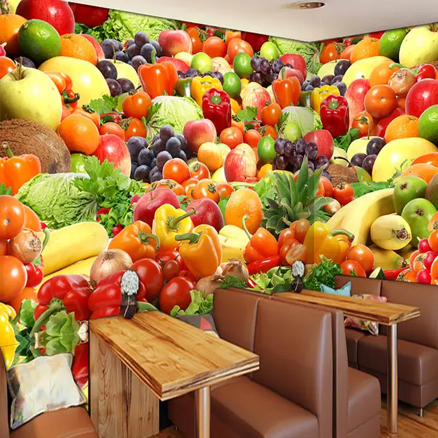 Custom Wall Mural 3d Stereo Fruit And Vegetables Mix Wallpaper