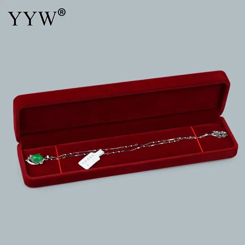 Красный цвет бархатное ювелирное ожерелье набор коробка упаковка сумка ожерелье браслет кольцо вельвет коробка ювелирные изделия Подарочная коробка, продается PC - Цвет: c 55x226x25mm