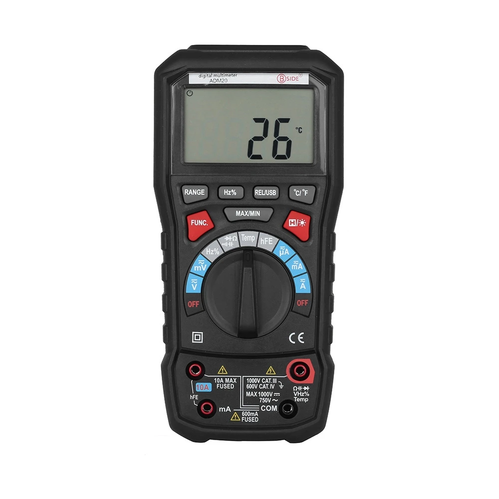 

BSIDE ADM20 LCD Digital Multimeter 6000 Count True RMS Digital Multimeter Tester AC/DC 750/1000V Voltmeter Ammeter Ohm