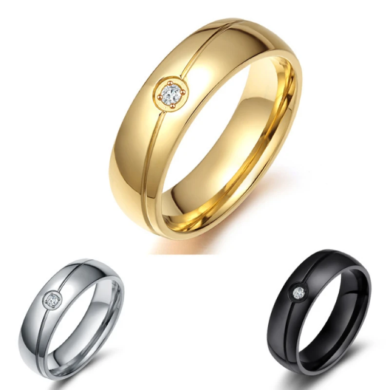 

QianBei Simple Stainless Steel Wedding Band Ring for Women Men Never Fade Silver Female Classic Engagement Personalized Alliance