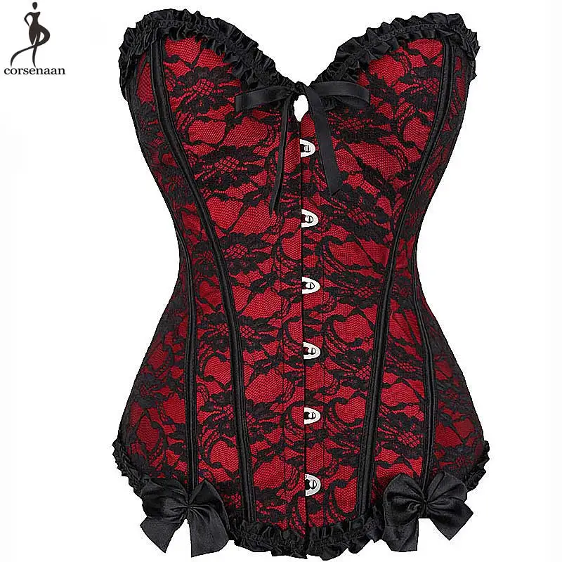 

Halloween Costume Corset Overbust Corsets Women Outfit Gothic Korset Plus Size 6XL Lace Overlay Gorset Sexy Fashion Busk Bustier