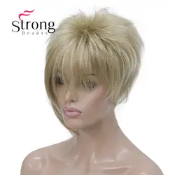 StrongBeauty Асимметричная сторона челка блондинка короткие прямые синтетические волосы парик Цвет выбор