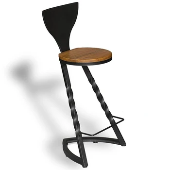 

Wrought iron solid wood home bar stool table modern minimalist bar chair bar tables and chairs creative High feet bar chair