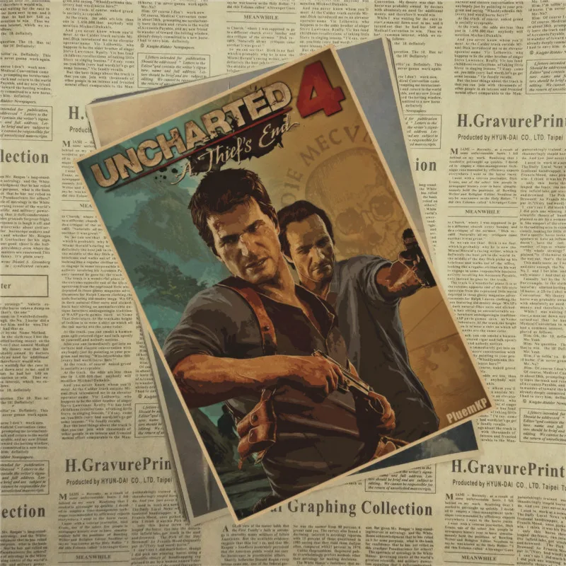 Игра Uncharted крафт-бумага Плакат Бар Кафе Винтаж Высокое качество печати рисунок ядро декоративная живопись