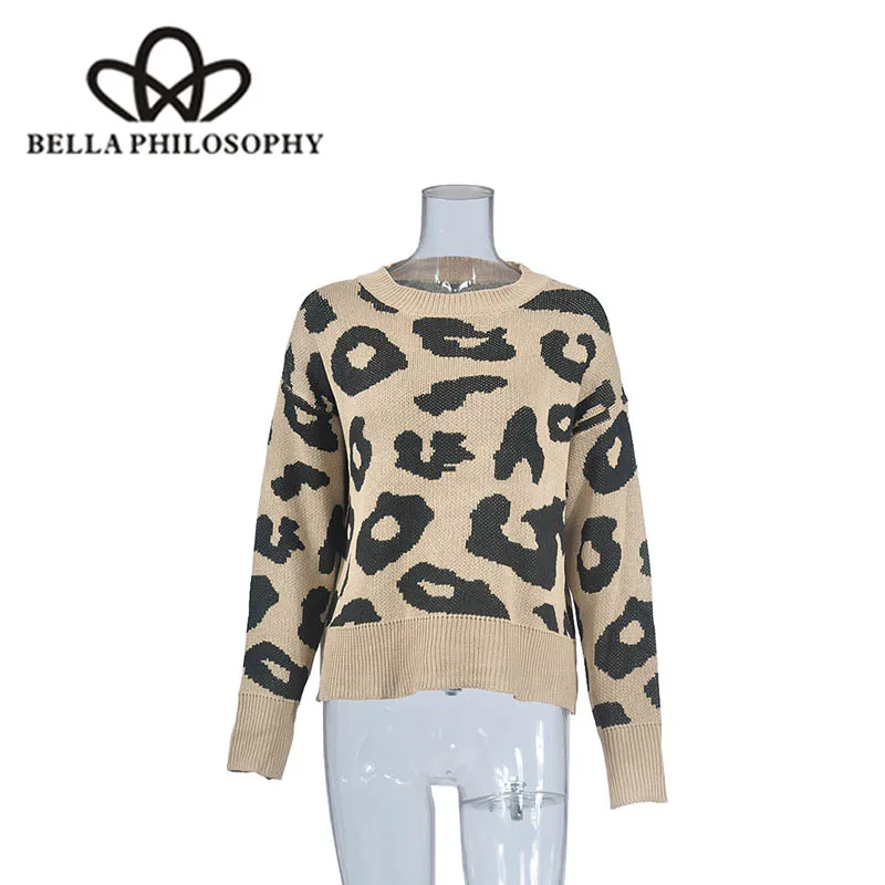 Wonder 2018 new autumn Four Color Long Sleeves In Autumn And Winter Leopard Print Loose Sweater Fashionable Ladies Sweater tops