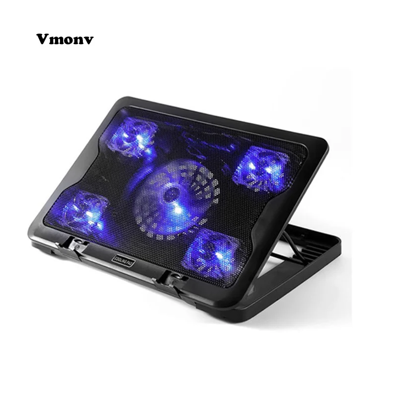 

Vmonv Laptop Cooling Pad Stand for Macbook Air Pro Five Big Cooling Fan With Light Cooling Pad for 15 Inch Lenovo Dell Notebook