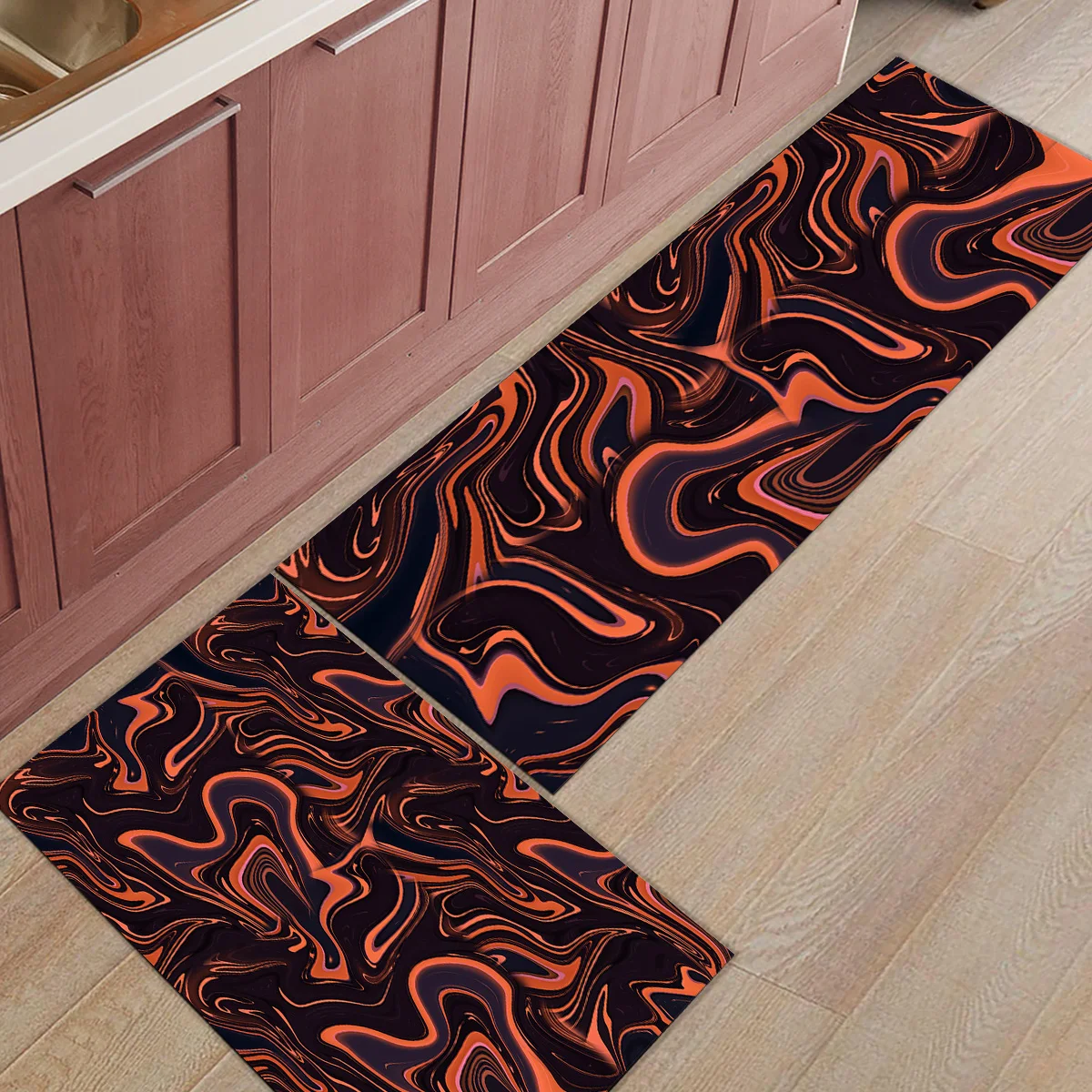 

Orange Variegated Marble1Dirt Debris Mud Trapper Boot Shoes Scraper Accessory Sets Area Runners Accent Rugs Extra Soft Entryway