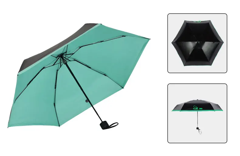 17 см супер светильник, мини-зонтик для дождя для женщин и мужчин, складной Детский Карманный Зонтик для девочек, анти-УФ водонепроницаемый портативный дорожный зонтик - Цвет: green