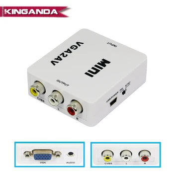 

1080P Mini VGA to AV RCA Converter with 3.5mm Audio VGA2AV/CVBS Adapter for PC to HD TV Convert NTSC PAL SXGA 1920x1080 60 fps