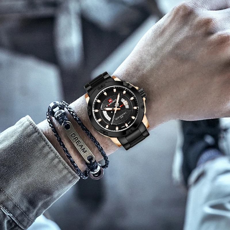 NAVIFORCE Fashion Sport Watch Men Luxury Brand Military Quartz Man Full Steel Waterproof Wrist Watc