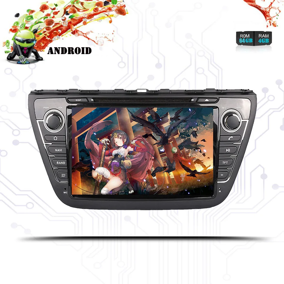 Discount 8 Inch Android 9.0 64G Car Multimedia player GPS Navi For SUZUKI SX4 S-CROSS 2013 2014 2015 2016 Head Unit Tape Recorder 3