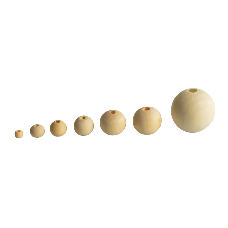

50Pcs Unfinished Wooden Beads Natural Blank Color Wood Spacer Beads With Hole Loose DIY Crafts For Painting Material 12mm-30mm