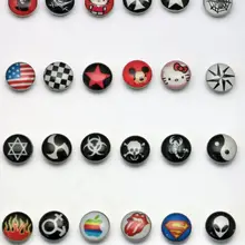 Смешанные 24 логотипа фотографии 10 мм 480 шт. круглые стальные серьги-гвоздики модные серьги