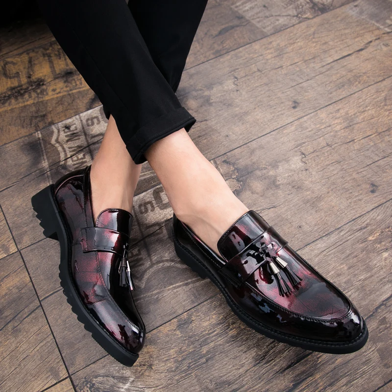 cool designer shoes men mixed colors tassel footwear luxury brand camouflage italian formal dress evening moccasins homme flats (36)