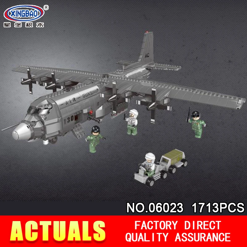 

XINGBAO 06023 1713PCS Military Series The AC130 Aerial Gunboat Set Model Building Blocks Bricks Educational Toys Birthday Gifts