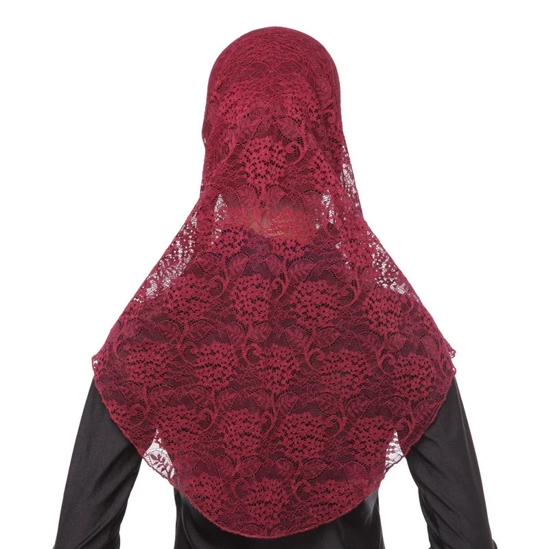 Арабские кружевные хиджабы наборы мусульманских женщин из шарфа и внутренней крышки из двух частей Hijabs