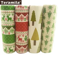 Teramila Merry Christmas Стиль Хлопок Лен Ткань Telas Ankara 4 шт. 45x45 см холст Tissu шитье DIY патчи Подушка занавеска сумка