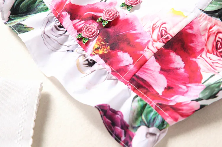 Дизайнер взлетно-посадочной полосы 2018 Высокое качество Лето Для женщин костюмы с цветочным принтом на топ + юбка из двух частей Костюмы