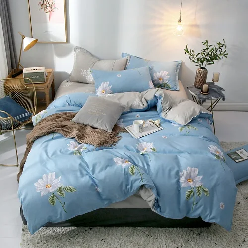 Полиэстер постельных принадлежностей пододеяльник устанавливает роскошное постельное белье плоский лист наволочки - Цвет: jingyu
