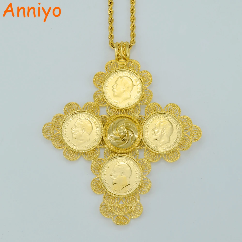 Buy Anniyo Ethiopia Big Coin Pendant Necklaces Women