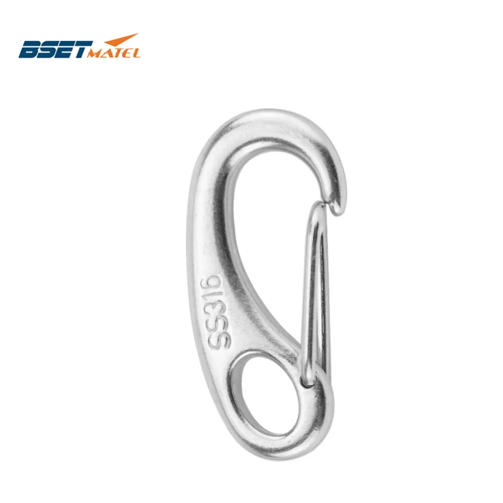 Boat Marine Stainless Steel Egg Shape Spring Snap Hook Clip Quick Link Carabiner