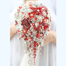 Брошь-капля невесты, букет на заказ, свадебные красные и белые ювелирные изделия, свадебные букеты невесты, каплевидные кисточки, держащие цветы