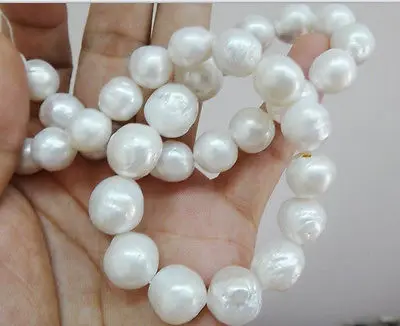 

DD Wholesale FREE SHIPPING >>> HUGE 18"15MM AUSTRALIAN SOUTH SEA GENUINE WHITE NUCLEAR PEARL NECKLACE 14KGP