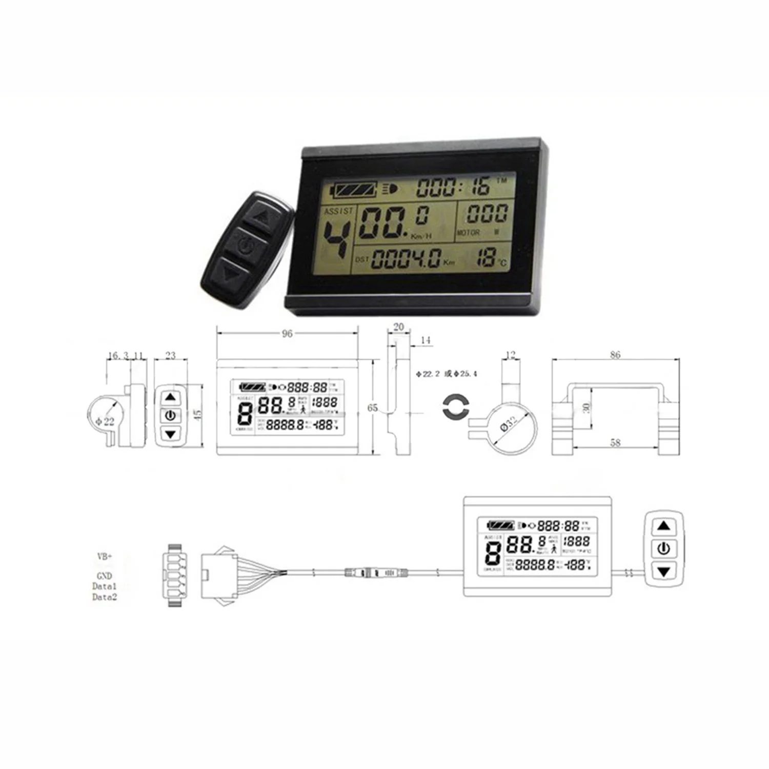 LCD3 Дисплей метр Дистанционное Управление 24/36/48/60/72V для электрического велосипеда Материал высокого качества Прочный