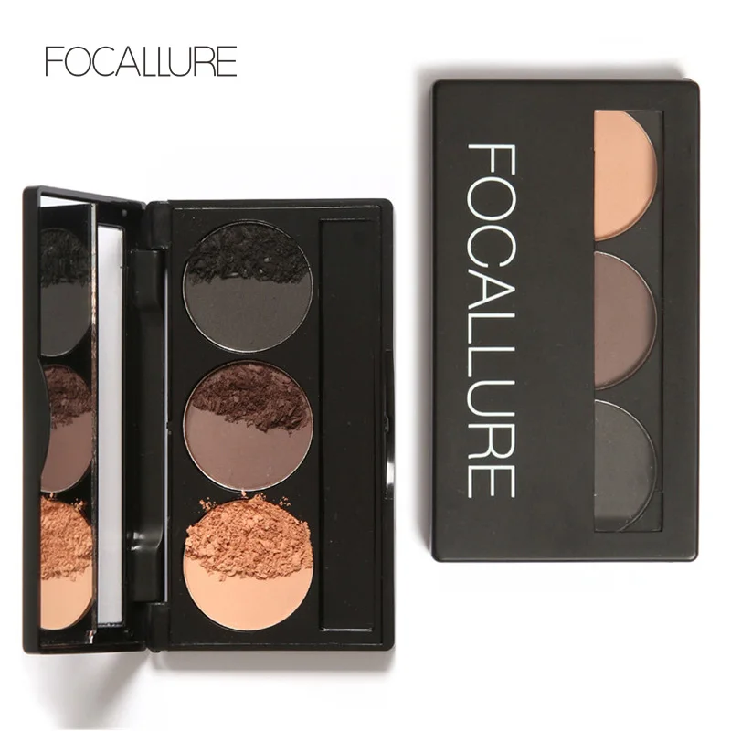 Focallure бровей порошок 3 цвета Палитра Водонепроницаемый и размазать
