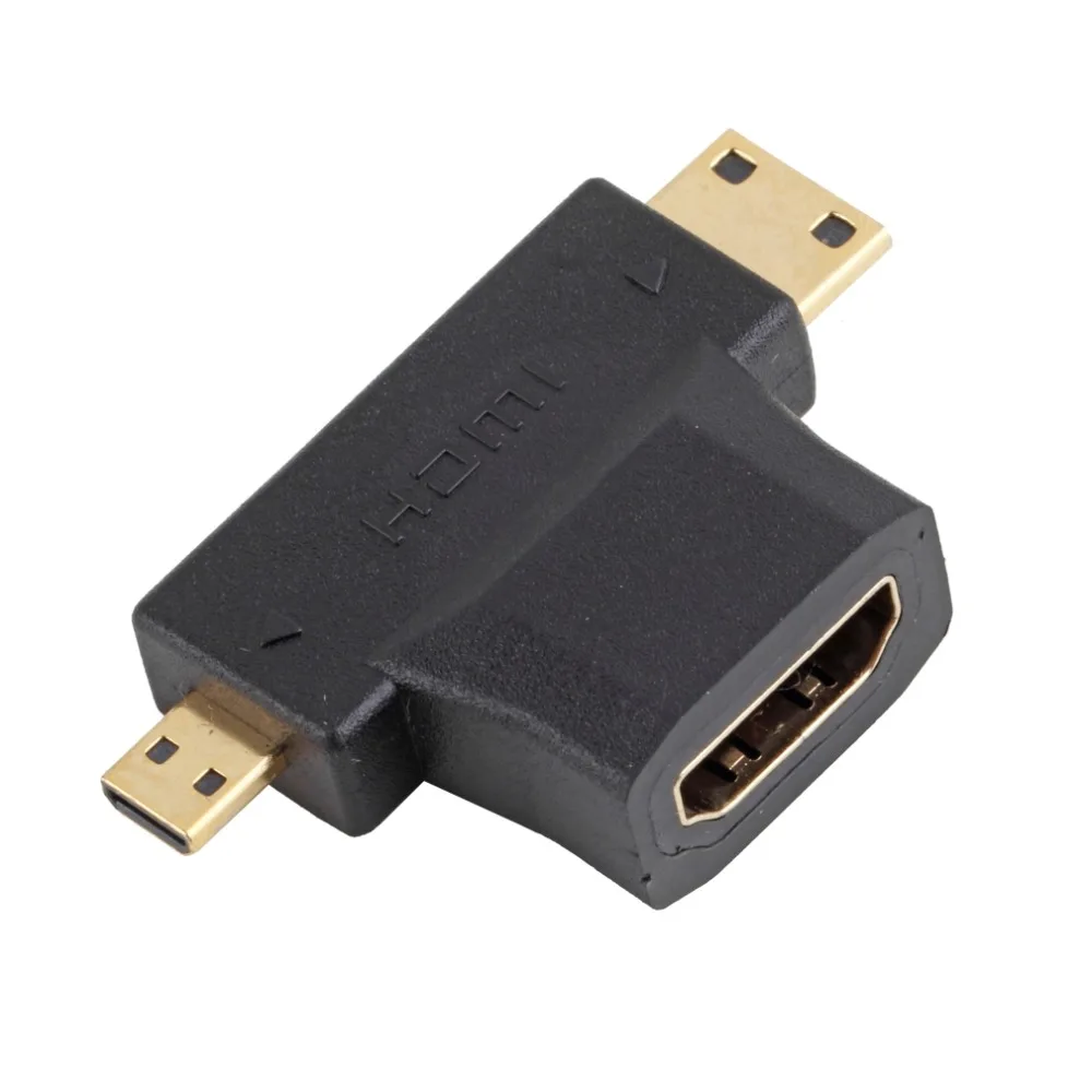 Переходник 2 в 1 с HDMI мама на Mini Micro папа v1 4 90 градусов черный опт