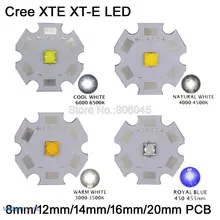 10x5 Вт Cree XTE XT-E светодиодный Диод высокой мощности, холодный белый/теплый белый/нейтральный Белый/Королевский синий на 8 мм/12 мм/14 мм/16 мм/20 мм PCB