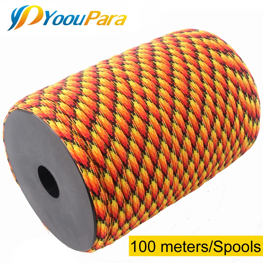 YoouPara 250 Colors Paracord 4mm 100 Meters Spools 7 strands rope Parachute  cord Outdoor Climbing tactical Survival Paracord 550