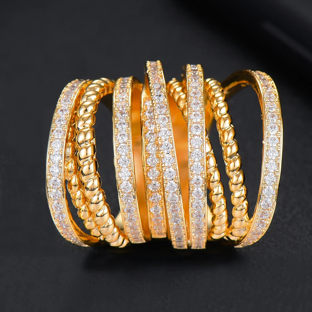 GODKI Monaco Дизайн Роскошные твист стеки стекируемые кольца для женщин Свадебные с кубическим Цирконом обручальные Дубай Naija обручальное кольцо на палец