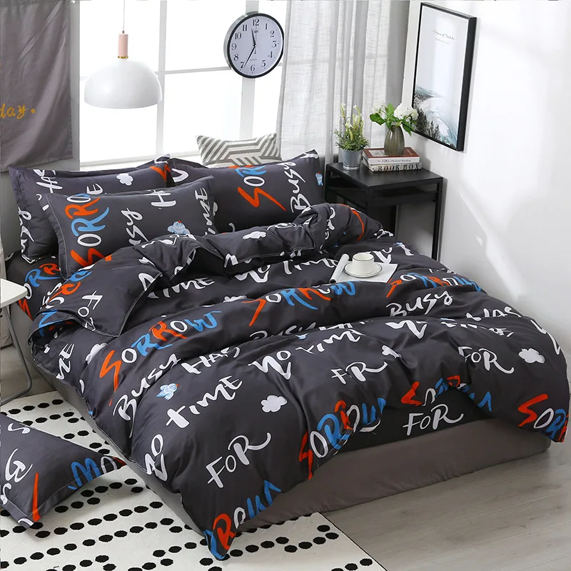 FUNBAKY 3/4pcs/Set Geometric Pattern Comforter Bedding Sets Black And White Pillowcase/Bed Sets Home Textile - Цвет: 111