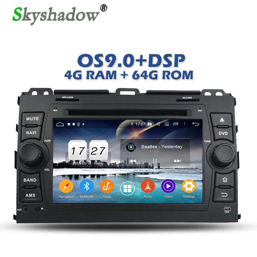 Sale IPS DSP Android 9.0 4GB RAM 64GB ROM Car DVD Player Wifi 4G Bluetooth RDS RADIO GPS Map For Toyota/Prado 120 2004-2009 2010 0