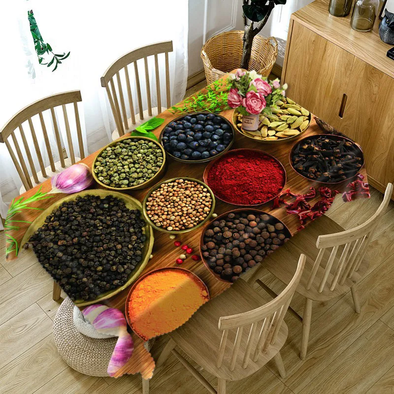 

Kitchen dining Tablecloth Cofffee Dining waterproof 3D rectangular table cloth round table customized size Cushion cover