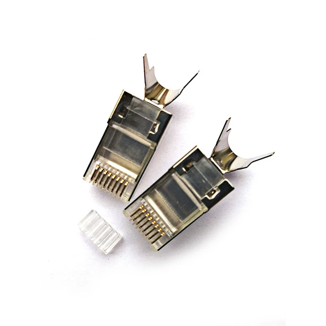 100 шт. cat 7 8P8C золотое покрытие модульные терминалы с зажимом RJ45 разъём ethernet-кабель для подключения к сети CAT7 мужской сетевой Металл