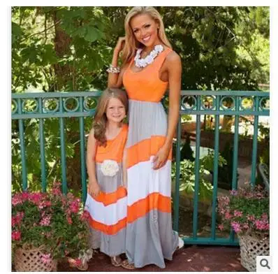 Розничная! Платье для мамы и дочки новинка года; платья для мамы и дочки модная одежда для мамы и дочки милое платье для девочек 2-6 лет - Цвет: Оранжевый