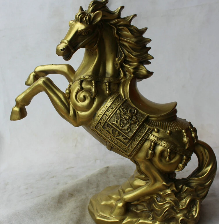 

Collectible bronze S1903 16" China Chinese Brass Folk success Fengshui Zodiac Year Horse Statue sculpture B0403
