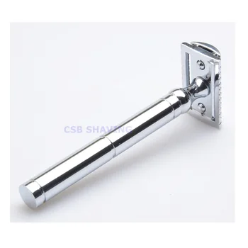 

CSB Double Edge Safety Shaving Razor Classic Mustache Beard Shaver Tool Chrome Silver Metal Long Handle