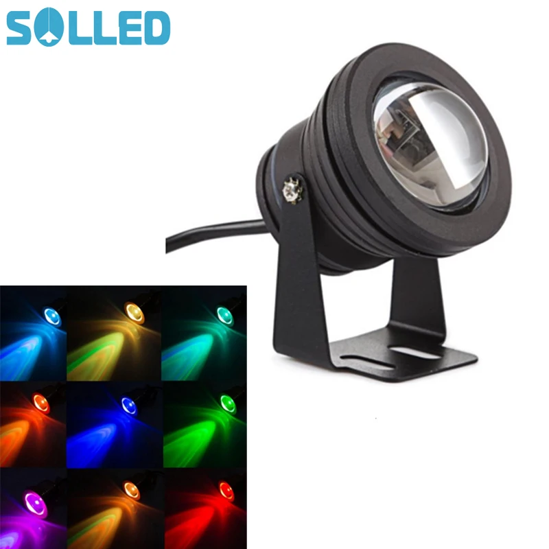 SOL светодиодный 10 Вт RGB Светодиодный прожектор светильник IP 67 Водонепроницаемый светодиодный безопасности светильник Сменные Цвета& режимов с пультом дистанционного управления Управление штепсельная вилка стандарта США